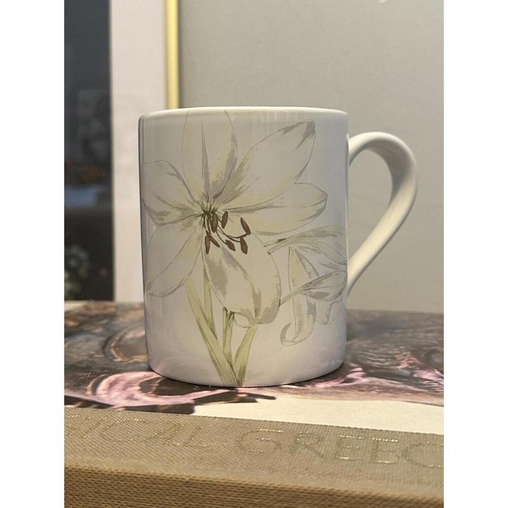 VTG Discontinued Corelle Coordinates White Lily Stonewear Coffee Mug Tea Cup EUC